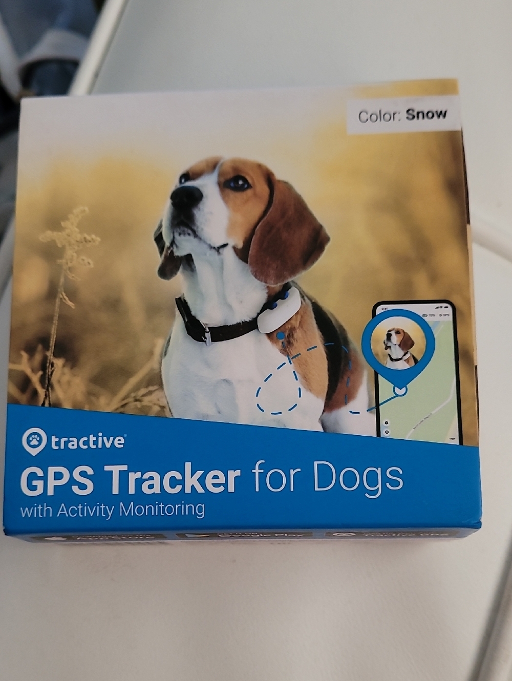 NEW Tractive GPS Tracker for Dogs - Snow - Blue Accent